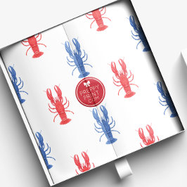 水彩レッド&ブルーロブスター 薄葉紙