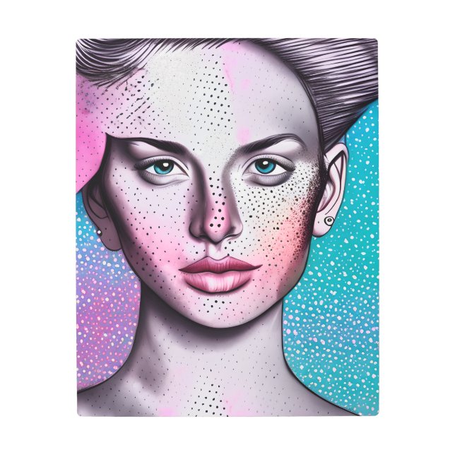 水彩レトロお洒落水玉模様グラデーション メタルプリント (正面)