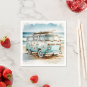 水彩レトロカンパーバンサーフボード スタンダードカクテルナプキン (インサイチュ)