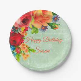 水彩レトロガーデンアパッタメント ペーパープレート