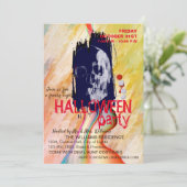 水彩レトロスカルスケルトンハロウィーンアート 招待状 (スタンド正面)