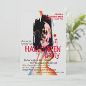 水彩レトロスカルスケルトンハロウィーンアート 招待状 (スタンド正面)
