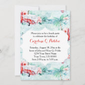 水彩レトロビーチ主題パーティの招待状 招待状 (正面)