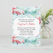 水彩レトロビーチ主題パーティの招待状 招待状 (スタンド正面)