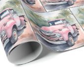 水彩レトロピンクトラック ラッピングペーパー (ロールコーナー)