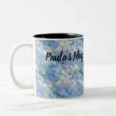 水彩レトロブルーパープルレインドロップパターン ツートーンマグカップ (左)