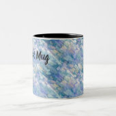 水彩レトロブルーパープルレインドロップパターン ツートーンマグカップ (中央)