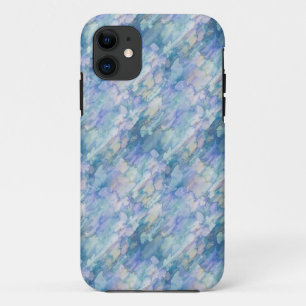 水彩レトロブルーパープルレインドロップパターン iPhone 11 ケース