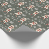 水彩レトロプードルドググレークリスマス ラッピングペーパー (角)