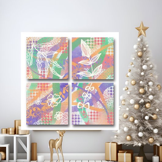 水彩レトロ抽象芸術モダンデジタルウォールアート ポスター