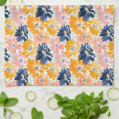 水彩レトロ花模様 キッチンタオル (折り畳み)