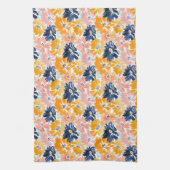 水彩レトロ花模様 キッチンタオル (縦)