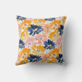 水彩レトロ花模様 クッション (裏面)