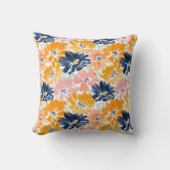 水彩レトロ花模様 クッション (正面)