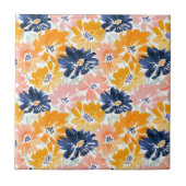 水彩レトロ花模様 タイル (正面)