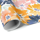 水彩レトロ花模様 ラッピングペーパー (ロールコーナー)