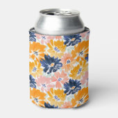 水彩レトロ花模様 缶クーラー (缶正面)