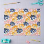 水彩レトロ花模様 薄葉紙 (クラフト)