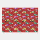 水彩レトロ車模様 ラッピングペーパーシート (正面3)