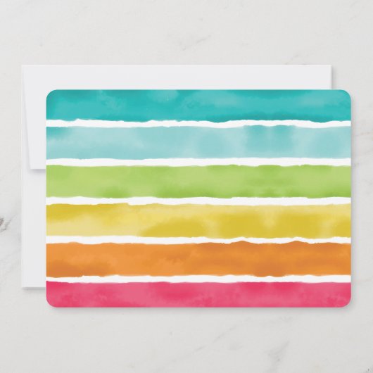 水彩レモダンインボーストライプペット記念 招待状 (裏面)