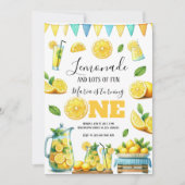 水彩レモネードスタンド1st誕生日パーティー 招待状 (正面)