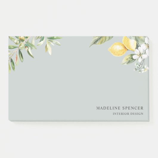 水彩レモンとオリーブセージ緑 ポストイット (正面)