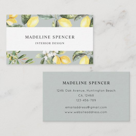 水彩レモンとオリーブ園 名刺 (正面/裏面)