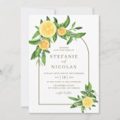 水彩レモンとオレンジのアーチサマー結婚ズ 招待状 (正面)