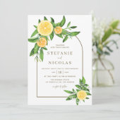 水彩レモンとオレンジのアーチサマー結婚ズ 招待状 (スタンド正面)