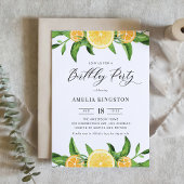 水彩レモンとオレンジの誕生日パーティー 招待状