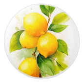 水彩レモンとグリーン離れ セラミックノブ (正面)