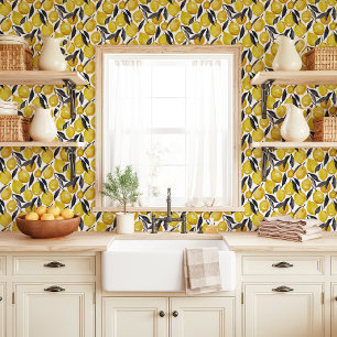 水彩レモンとグレー離れの 壁紙