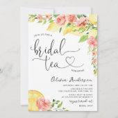 水彩レモンとバラブライダル茶パーティー 招待状 (正面)