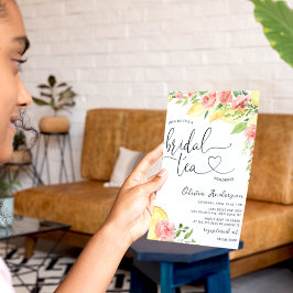 水彩レモンとバラブライダル茶パーティー 招待状