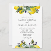 水彩レモンとブラックベリーのサマーウェディング 招待状 (正面)