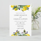 水彩レモンとブラックベリーサマー結婚ズ 招待状 (スタンド正面)