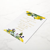 水彩レモンとブラックベリーサマー結婚ズ 箔招待状 (回転した状態)