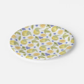 水彩レモンとブルーベリーフルーツ葉入り ペーパープレート (アングル)