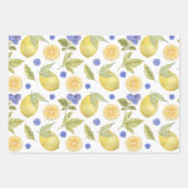水彩レモンとブルーベリーフルーツ葉入り ラッピングペーパーシート (正面2)