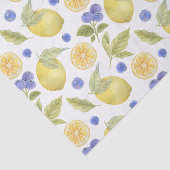 水彩レモンとブルーベリーフルーツ葉入り 薄葉紙 (詳細)