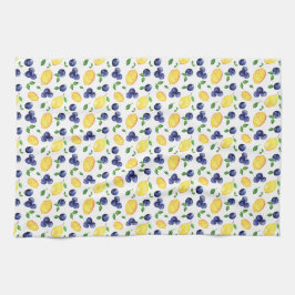 水彩レモンとブルーベリー キッチンタオル
