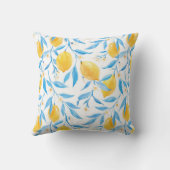 水彩レモンとブルー葉の クッション (裏面)
