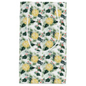 水彩レモンとホリーパターンクリスマス スモールペーパーバッグ (正面)