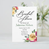 水彩レモンとマゼンタのフローラ招待 招待状 (スタンド正面)