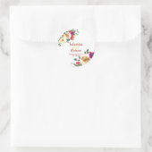 水彩レモンとマゼンタフローラ結婚の階級 ラウンドシール (バッグ)