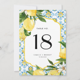 水彩レモンとモロッコタイルテーブルカード 招待状