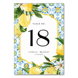 水彩レモンとモロッコタイル結婚ズ テーブルナンバー