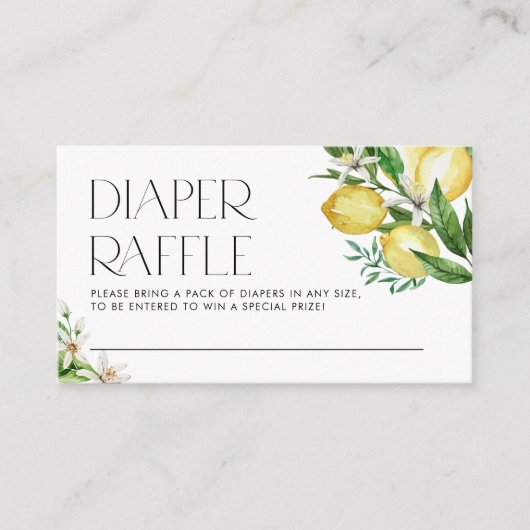 水彩レモンとレモンの花おむつラッフル エンクロージャーカード (正面)