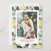 水彩レモンと冬の緑の写真 シーズンカード (正面)