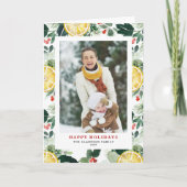 水彩レモンと冬の緑の写真 シーズンカード (正面)